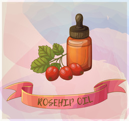 A bottle of rosehip oil